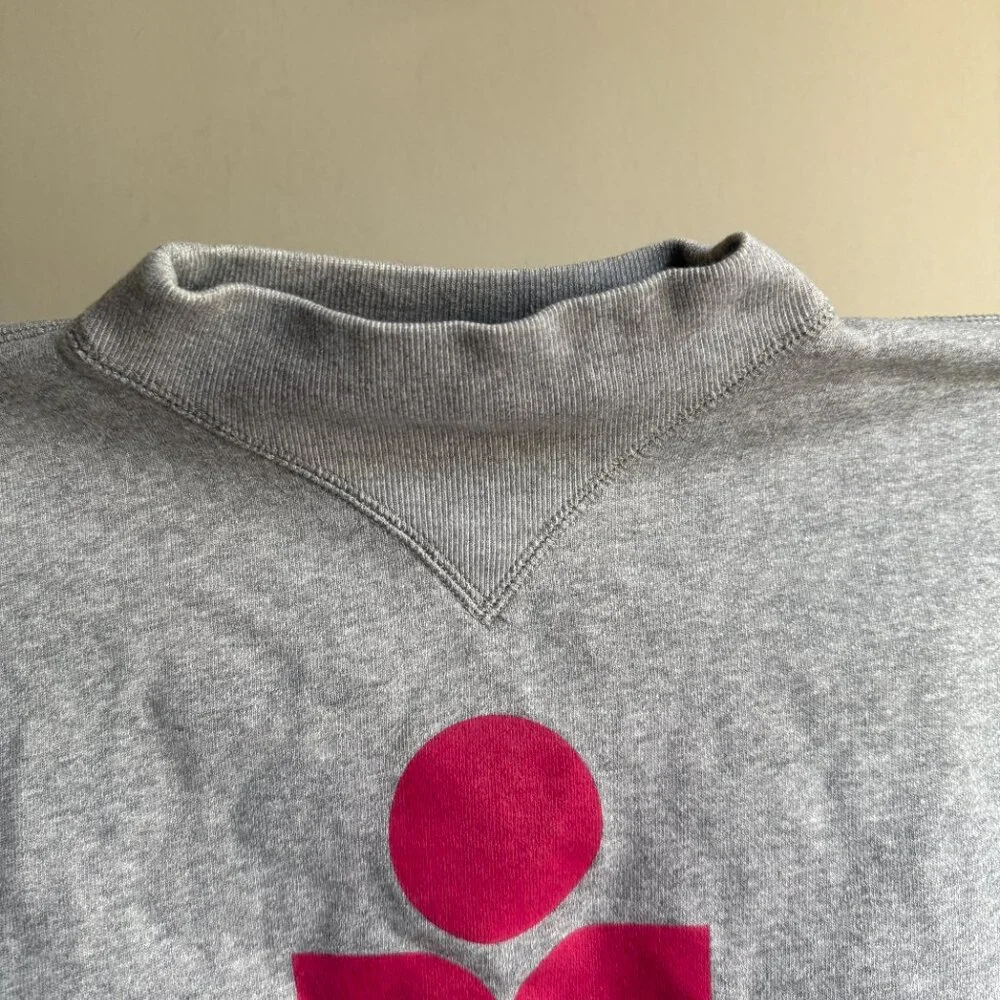 Etoile Isabel Marant Graphic Print Mock Neck Sweater Grey & Pink - Picture 3 of 6